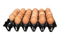 Eggs in package black plastic, Isolated on white background Royalty Free Stock Photo