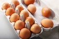 Eggs package, closeup Royalty Free Stock Photo