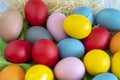 eggs painted in different colors to celebrate Easte