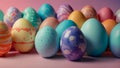 Easter painted eggs on a watercolor background