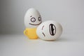 Eggs with painted face. Photo for your design Royalty Free Stock Photo