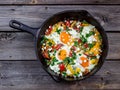 Eggs poached with vegetables,named