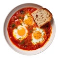 Eggs In Purgatory On White Plate, On White Background