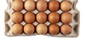 30 eggs raw in a carton box on white background. Thirty fresh chicken eggs. File contains clipping path Royalty Free Stock Photo