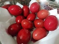Eggs red boiling for greek orthodox easter celebration