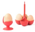 Eggs in Red Silicone Egg Cup and Holder.