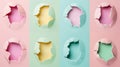 Eggs shell in pastel colors on minimalist paper background. Modern Easter concept. For banner, poster, greetings card, flayer,