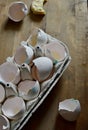 Eggs shells in a carton Royalty Free Stock Photo