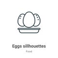 Eggs sillhouettes outline vector icon. Thin line black eggs sillhouettes icon, flat vector simple element illustration from