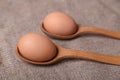 Eggs in spoon Royalty Free Stock Photo