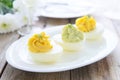 Eggs stuffed with cheese and avocado mousse Royalty Free Stock Photo