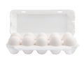 Eggs in Styrofoam packaging isolated on white background Royalty Free Stock Photo