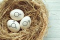 Eggs with symbol of transgender, female and male gender symbols