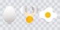 Eggs on transparent. Fried egg set isolated, vector omelet and breakfast fry