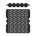 Eggs tray for 30 pieces top and side view black and white clip art packaging with a product Royalty Free Stock Photo