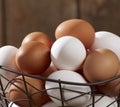 Eggs In Wire Basket Royalty Free Stock Photo