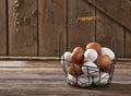 Eggs In Wire Basket Royalty Free Stock Photo