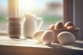 Eggs on the Table, Generative AI Royalty Free Stock Photo