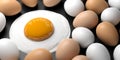 Protein written on a fried egg`s yolk. 3d illustration Royalty Free Stock Photo