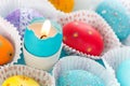 Eggshell handmade candle , Easter craft Royalty Free Stock Photo