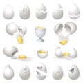 Eggshell icons set cartoon vector. Broken egg