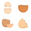 Eggshell icons set, flat style