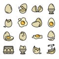 Eggshell icons set, outline style