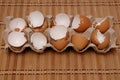eggshell on straw napkin Royalty Free Stock Photo