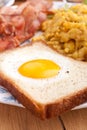 Eggy bread, eggs and bacon Royalty Free Stock Photo