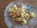 Eggy scramble with meat