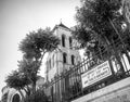 Eglise Abbatiale et paroissiale, Montmartre, black and white Royalty Free Stock Photo