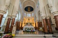 San Francisco, California - April 7, 2018: The altar of Notre Dame des Victories Church. Royalty Free Stock Photo