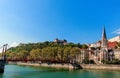 Eglise Saint Georges and the river Saone Royalty Free Stock Photo