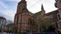 Eglise Saint-Pierre-le-Jeune church spires and facade of the main protestant church in Strasbourg,