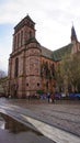 Eglise Saint-Pierre-le-Jeune church spires and facade of the main protestant church in Strasbourg,