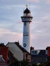 Egmond aan zee, the Netherlands, July 14 2022. The lighthouse J.C.J. van Speijk at the North Sea coast (close up) Royalty Free Stock Photo