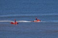 Members of the dutch coastguard `Reddingsbrigade` on jet skies during a lifesaving drill Royalty Free Stock Photo