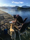Egmont, British Columbia, Canada - July 2nd, 2018: A man eating