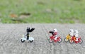 Ego starwars troopers riding bicycle chasing lego batman