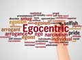 Egocentric word cloud and hand with marker concept Royalty Free Stock Photo