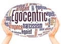 Egocentric word cloud hand sphere concept Royalty Free Stock Photo