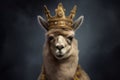 a king alpaca in his crown being self proud