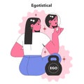 Egotistical Personality trait. Flat vector illustration Royalty Free Stock Photo