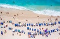 Egremni Beach Lefkada tourists relaxing on the beach, swimming a