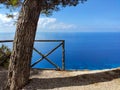 Egremni Beach Panorama, bright blue sea water view