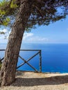 Egremni Beach Panorama, pine tree and blue sea view