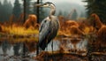 Egret Perching On Branch, Reflecting In Tranquil Swamp Water Generated By AI