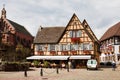 A beautiful half-timbered house in Eguisheim village Royalty Free Stock Photo
