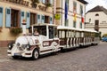 A tourist train in Eguisheim village in France Royalty Free Stock Photo