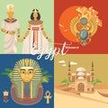 Egypt advertising vector set. Modern style. Welcome to Egypt. Egyptian traditional icons in flat design. Holiday banner. Royalty Free Stock Photo
